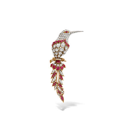 VAN CLEEF & ARPELS RUBY AND DIAMOND BIRD OF PARADISE BROOCH - photo 1