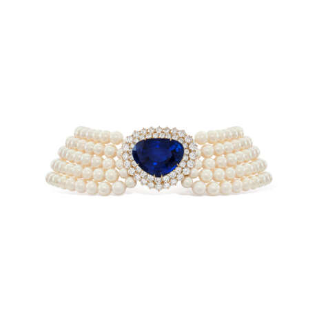 HARRY WINSTON SAPPHIRE, CULTURED PEARL AND DIAMOND NECKLACE - photo 1