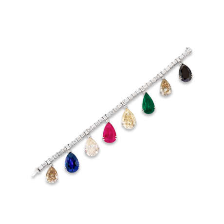 RUBY, SAPPHIRE, EMERALD, COLOURED DIAMOND AND DIAMOND BRACELET - фото 1