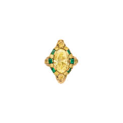 LOUIS COMFORT TIFFANY EARLY 20TH CENTURY COLOURED DIAMOND AND DIAMOND RING