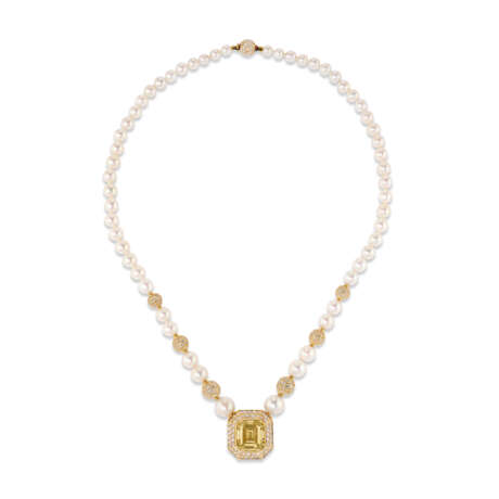 CARTIER NATURAL PEARL, COLOURED DIAMOND AND DIAMOND `COLIBRI` NECKLACE - photo 1