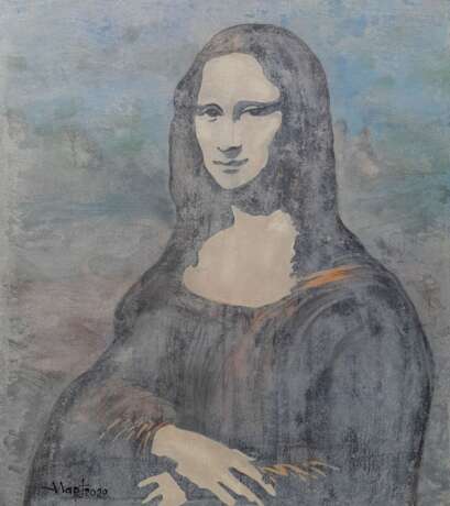"Моя Мона Лиза" Холст на подрамнике Смешанная техника на холсте портртретная композиция современный реализм Гомель 2020 г. - фото 1