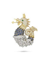TIFFANY & CO., DONALD CLAFLIN DIAMOND, SAPPHIRE AND EMERALD 'SEA MONSTER' BROOCH