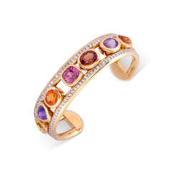 TAMARA COMOLLI MULTI-COLOURED SAPPHIRE AND DIAMOND 'GLAMOUR' BANGLE