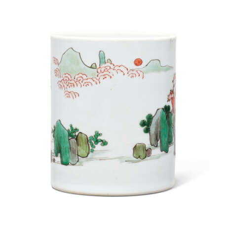 A FAMILLE VERTE CYLINDRICAL BRUSH POT - фото 3