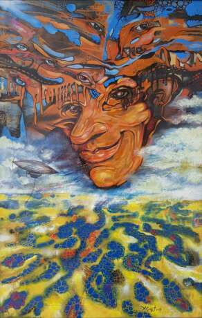 "ДЖИН" Canvas on the subframe Масло на холсте Surrealism "портрет" "пейзаж" Гомель 2014 - photo 1