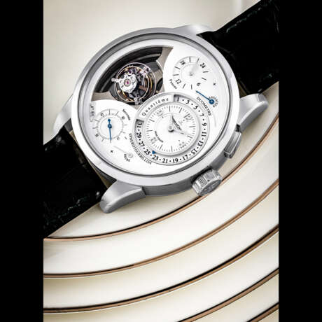 JAEGER-LECOULTRE. A RARE PLATINUM MULTI-AXIS TOURBILLON LIMITED EDITION WRISTWATCH WITH DUAL TIME, RETROGRADE DATE, FLYBACK SECONDS AND DUAL POWER RESERVE INDICATION - Foto 1
