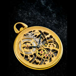 AUDEMARS PIGUET. AN 18K GOLD SKELETONISED POCKET WATCH