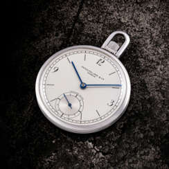 PATEK PHILIPPE. A VERY RARE STAINLESS STEEL POCKET WATCH RETAILED BY EBERHARD-MILAN