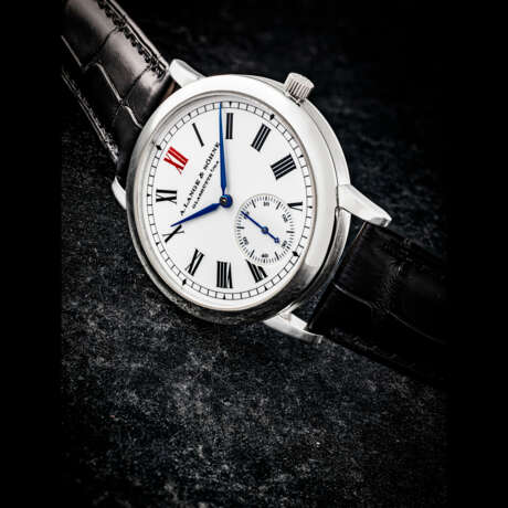 A. LANGE & S&#214;HNE. A PLATINUM LIMITED EDITION AUTOMATIC WRISTWATCH WITH ENAMEL DIAL, MADE TO COMMEMORATE THE RE-ESTABLISHMENT OF THE LANGE MANUFACTURE IN 2000 - Foto 1
