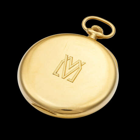 PATEK PHILIPPE. A RARE 18K GOLD POCKET WATCH WITH SECTOR AND TWO TONE DIAL - photo 2