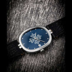 PATEK PHILIPPE. A RARE STAINLESS STEEL WRISTWATCH WITH DATE