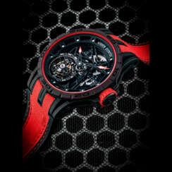 ROGER DUBUIS. A CARBON AND TITANIUM TOURBILLON LIMITED EDITION SKELETONISED WRISTWATCH