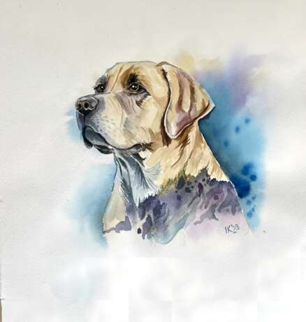 Original Watercolor Painting "Labrador" Aquarellpapier Moderne Kunst Portugal 2023 - Foto 2