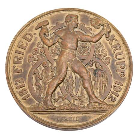 German Empire - bronze medal 1912, 100th birthday Alfred Krupp, - фото 2