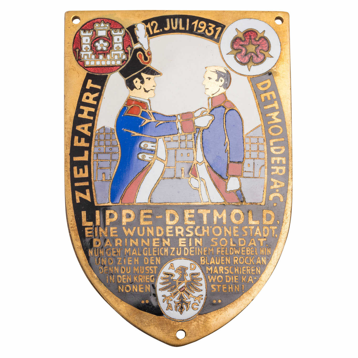 ADAC plaque 1931 Lippe-Detmold,