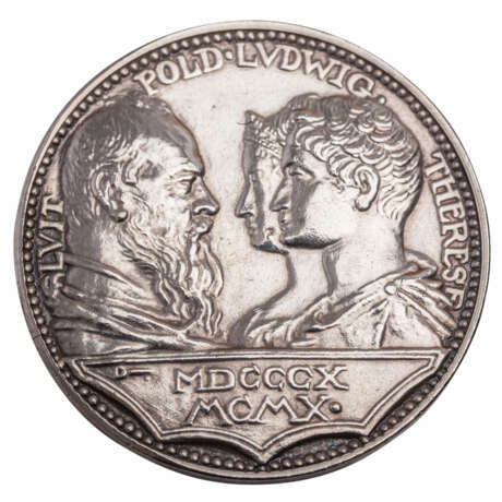 German Empire / Bavaria - Munich silver medal 1910 on 100 years Oktoberfest - фото 1