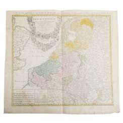 Historical copper engraved map Netherlands, Belgium and the Duchy of Luxembourg, 18th century -...