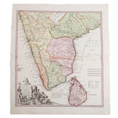Historical copper engraved map of India, 18th c. - - фото 1