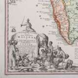Historical copper engraved map of India, 18th c. - - фото 3