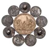 Historical coaster with French bronze medal and 9x 2 mark coins from German Empire - фото 2