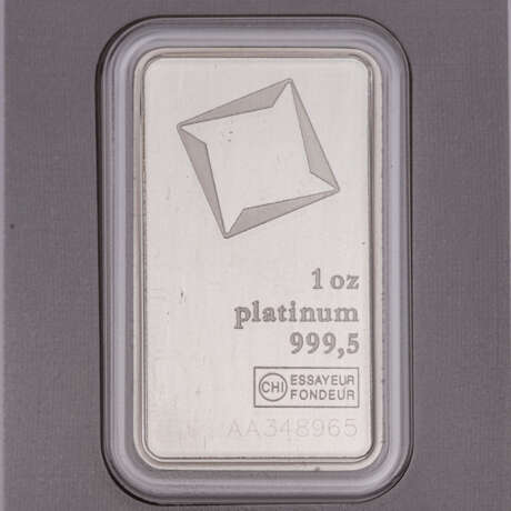 PLATIN - 1 ounce bar, manufacturer Valcambi, - фото 4