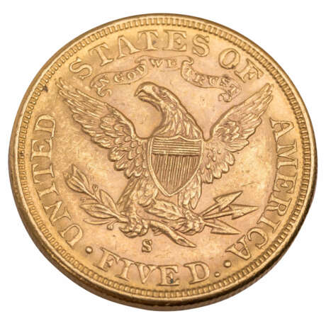 USA - 5 Dollars 1885/S, Coroned Head, GOLD, - Foto 2