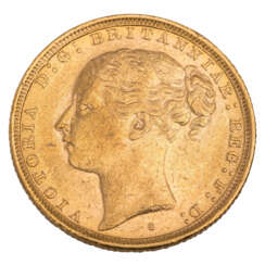 Australia/Gold - 1 Sovereign 1887/S, Victoria Young Head,