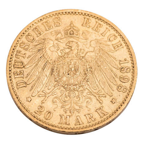 German Empire /GOLD - Prussia, Wilhelm II 20 Mark 1898-A - Foto 2