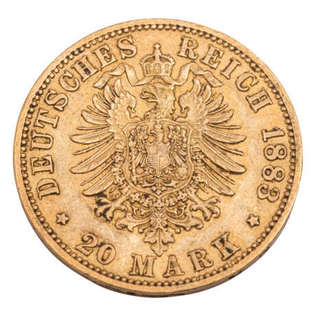 German Empire /GOLD - Prussia, Wilhelm I. 20 Mark 1883-A - photo 2