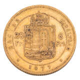 Hungary /GOLD - Franz Josef I. 8 Forint (20 Francs) 1877-K.B. - фото 2
