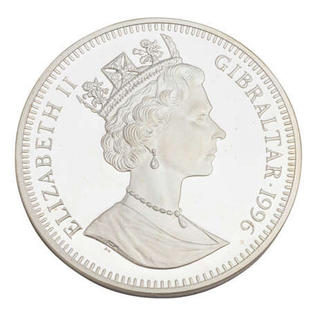 Gibraltar/Silver - 70 ECUS 1996, 400th anniversary of the death of Sir Francis Drake, - фото 2
