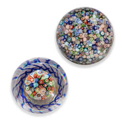 A BACCARAT DATED CLOSE MILLEFIORI WEIGHT AND A BACCARAT CLOSE MILLEFIORI MUSHROOM WEIGHT