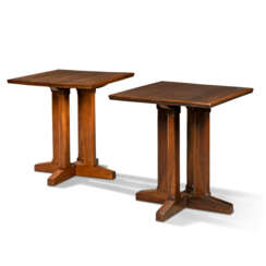 A MATCHED PAIR OF TEAK AND WALNUT OCCASIONAL TABLES