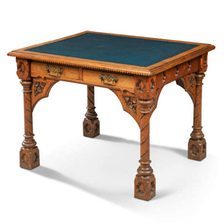 A MID-VICTORIAN GOTHIC-REVIVAL OAK WRITING-TABLE - photo 2