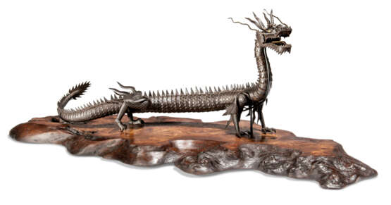 A JAPANESE IRON ARTICULATED MODEL OF A DRAGON - photo 1