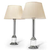 A PAIR OF SILVERED-METAL LARGE TABLE LAMPS - photo 1