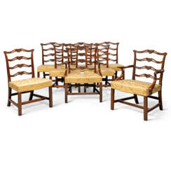 A SET OF EIGHT GEORGE III MAHOGANY LADDERBACK DINING-CHAIRS