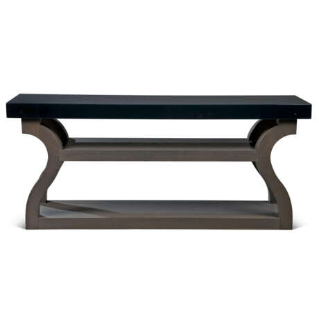 A STAINED-OAK AND BLACK-LACQUERED `CONSOLE GALION` - Foto 1