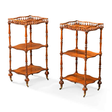 A PAIR OF VICTORIAN BRAZILIAN ROSEWOOD THREE-TIER ETAGERES - photo 2