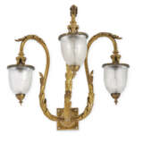 A SET OF FOUR GILT-BRONZE LARGE THREE-BRANCH WALL-LIGHTS - фото 2