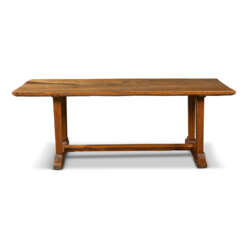 AN ANGLO-INDIAN SINGLE PLANK SATINWOOD REFECTORY TABLE