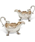 James Shruder. A PAIR OF GEORGE II SILVER SAUCEBOATS