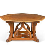Augustus Welby Northmore Pugin (1812-1852). AN EARLY VICTORIAN GOTHIC REVIVAL BURR-WALNUT, SYCAMORE, HOLLY, BOXWOOD, AMARANTH AND MARQUETRY OCTAGONAL CENTRE TABLE