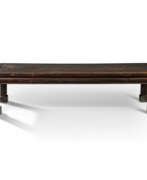 Elm wood. A CHINESE AUBERGINE-LACQUERED ELM LOW TABLE