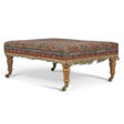 A CAUCASIAN KILIM-COVERED AND WALNUT OTTOMAN STOOL - Prix ​​des enchères