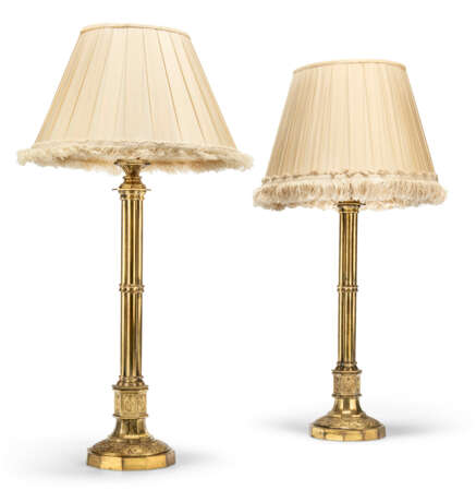 A PAIR OF GOTHIC REVIVAL GILT-BRASS TABLE LAMPS - photo 1