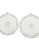 A PAIR OF GEORGE III SILVER WAITERS