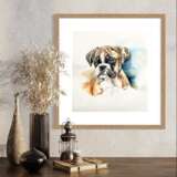 Boxer Pup Aquarellpapier Moderne Kunst Aussi Portugal 2023 - Foto 1