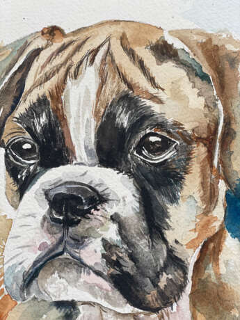 Boxer Pup Watercolor paper Modern art Aussi Portugal 2023 - photo 6